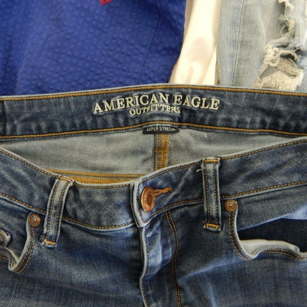 AMERICAN EAGLE jeans skinny kick boot bootcut super stretch mid rise short 12 - Picture 7 of 9